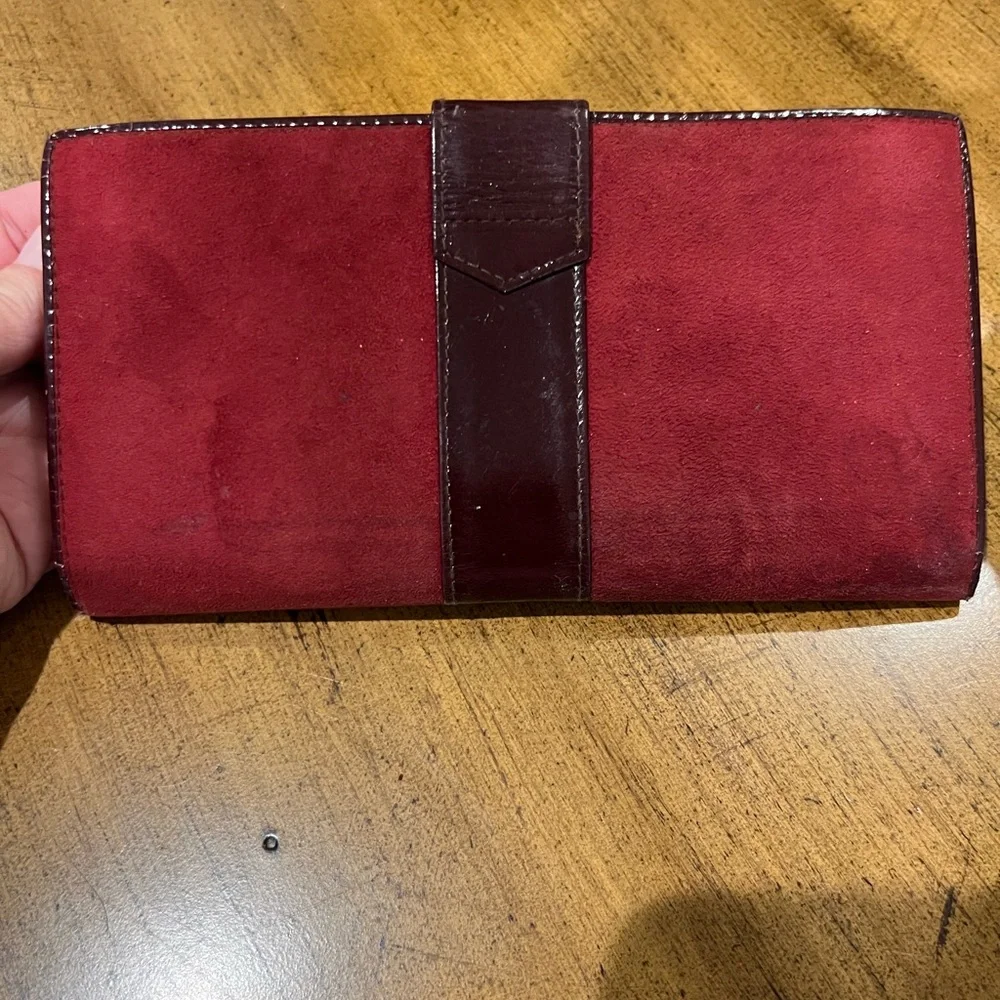 Christian Dior Burgundy Suede Wallet vintage w/ kisslock